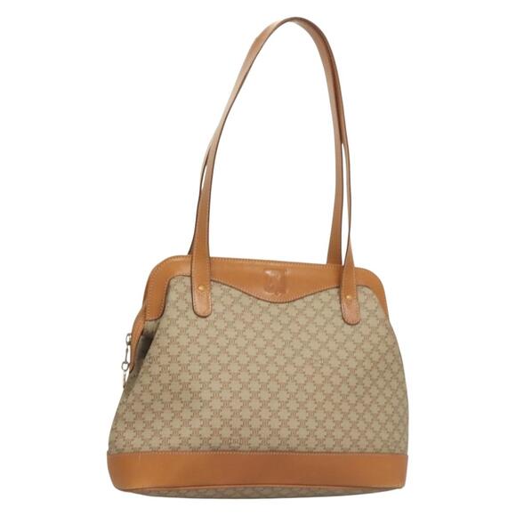 CELINE Macadam Canvas Shoulder Bag Pvc Beige Gold - Picture 1 of 13